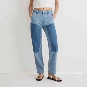 NWT Madewell The '90s Straight Jean in Hazelfern Wash: Shadow-Panel Edition